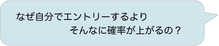 なぜ自分でエントリーするよりそんなに確率が上がるの？